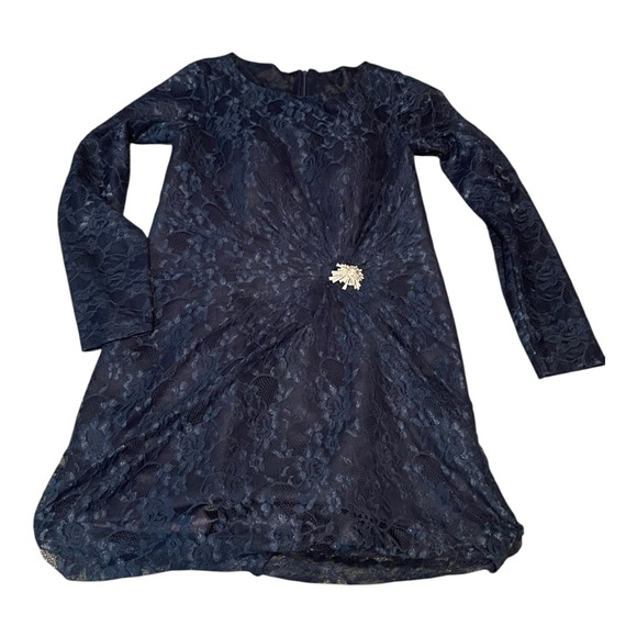 Elegant hand tailored Navy Lace Dress. Mother of the bride. Special occasion - Picture 5 of 8